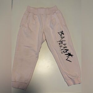 Authentic Balmain Kids Light Pink Logo Joggers Fair condition size 4T